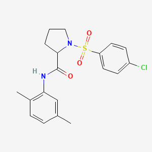 molecular formula C19H21ClN2O3S B3937825 1-[(4-chlorophenyl)sulfonyl]-N-(2,5-dimethylphenyl)prolinamide 