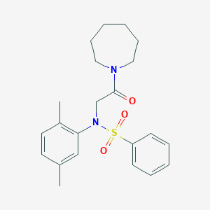 molecular formula C22H28N2O3S B3937868 N-[2-(1-azepanyl)-2-oxoethyl]-N-(2,5-dimethylphenyl)benzenesulfonamide 
