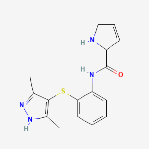 molecular formula C16H18N4OS B3937876 N-{2-[(3,5-dimethyl-1H-pyrazol-4-yl)thio]phenyl}-2,5-dihydro-1H-pyrrole-2-carboxamide hydrochloride 