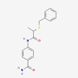 molecular formula C17H18N2O2S B3937887 4-{[2-(benzylthio)propanoyl]amino}benzamide 