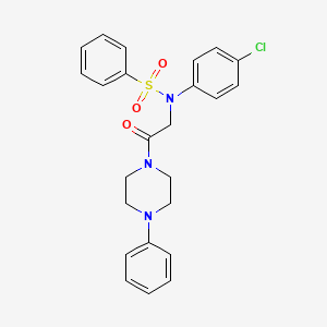 molecular formula C24H24ClN3O3S B3937896 N-(4-chlorophenyl)-N-[2-oxo-2-(4-phenyl-1-piperazinyl)ethyl]benzenesulfonamide 