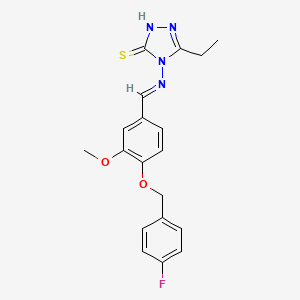 molecular formula C19H19FN4O2S B3937917 5-ethyl-4-({4-[(4-fluorobenzyl)oxy]-3-methoxybenzylidene}amino)-4H-1,2,4-triazole-3-thiol 