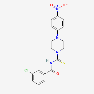 molecular formula C18H17ClN4O3S B3937963 3-chloro-N-{[4-(4-nitrophenyl)-1-piperazinyl]carbonothioyl}benzamide 