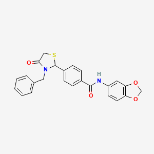 molecular formula C24H20N2O4S B3937973 N-1,3-benzodioxol-5-yl-4-(3-benzyl-4-oxo-1,3-thiazolidin-2-yl)benzamide 