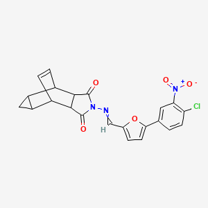 molecular formula C22H16ClN3O5 B3938011 4-({[5-(4-chloro-3-nitrophenyl)-2-furyl]methylene}amino)-4-azatetracyclo[5.3.2.0~2,6~.0~8,10~]dodec-11-ene-3,5-dione 