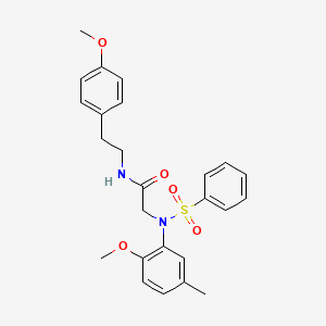 molecular formula C25H28N2O5S B3938029 N~2~-(2-methoxy-5-methylphenyl)-N~1~-[2-(4-methoxyphenyl)ethyl]-N~2~-(phenylsulfonyl)glycinamide 