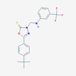 molecular formula C20H20F3N3OS B393803 5-(4-tert-butylphenyl)-3-({[3-(trifluoromethyl)phenyl]amino}methyl)-1,3,4-oxadiazole-2(3H)-thione 