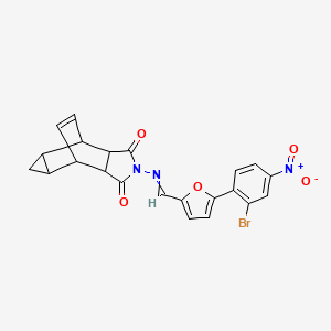 molecular formula C22H16BrN3O5 B3938036 4-({[5-(2-bromo-4-nitrophenyl)-2-furyl]methylene}amino)-4-azatetracyclo[5.3.2.0~2,6~.0~8,10~]dodec-11-ene-3,5-dione 