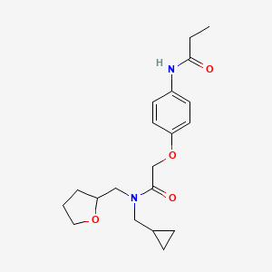 molecular formula C20H28N2O4 B3938043 N-(4-{2-[(cyclopropylmethyl)(tetrahydrofuran-2-ylmethyl)amino]-2-oxoethoxy}phenyl)propanamide 