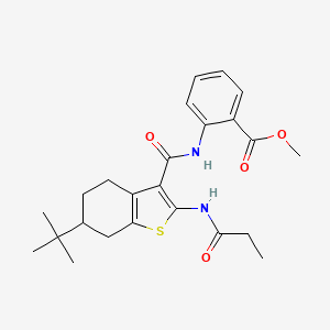 molecular formula C24H30N2O4S B3938053 methyl 2-({[6-tert-butyl-2-(propionylamino)-4,5,6,7-tetrahydro-1-benzothien-3-yl]carbonyl}amino)benzoate 