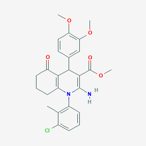 Methyl 2-amino-1-(3-chloro-2-methylphenyl)-4-(3,4-dimethoxyphenyl)-5-oxo-1,4,5,6,7,8-hexahydro-3-quinolinecarboxylate