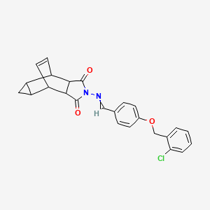 molecular formula C25H21ClN2O3 B3938070 4-({4-[(2-chlorobenzyl)oxy]benzylidene}amino)-4-azatetracyclo[5.3.2.0~2,6~.0~8,10~]dodec-11-ene-3,5-dione 