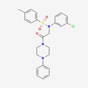 molecular formula C25H26ClN3O3S B3938114 N-(3-chlorophenyl)-4-methyl-N-[2-oxo-2-(4-phenyl-1-piperazinyl)ethyl]benzenesulfonamide 