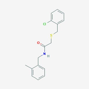 molecular formula C17H18ClNOS B3938121 2-[(2-chlorobenzyl)thio]-N-(2-methylbenzyl)acetamide 