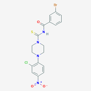 molecular formula C18H16BrClN4O3S B3938123 3-bromo-N-{[4-(2-chloro-4-nitrophenyl)-1-piperazinyl]carbonothioyl}benzamide 