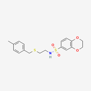 molecular formula C18H21NO4S2 B3938152 N-{2-[(4-methylbenzyl)thio]ethyl}-2,3-dihydro-1,4-benzodioxine-6-sulfonamide 