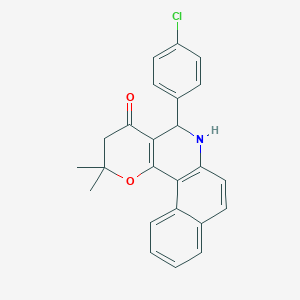 molecular formula C24H20ClNO2 B3938172 5-(4-chlorophenyl)-2,2-dimethyl-2,3,5,6-tetrahydro-4H-benzo[f]pyrano[3,2-c]quinolin-4-one 