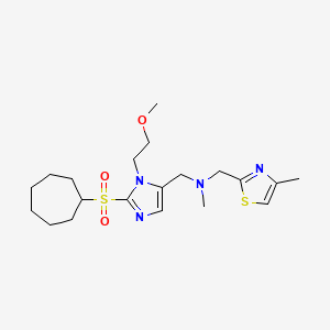 molecular formula C20H32N4O3S2 B3938261 1-[2-(cycloheptylsulfonyl)-1-(2-methoxyethyl)-1H-imidazol-5-yl]-N-methyl-N-[(4-methyl-1,3-thiazol-2-yl)methyl]methanamine 