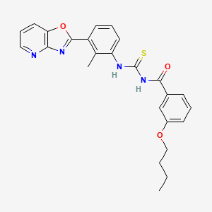 molecular formula C25H24N4O3S B3938265 3-butoxy-N-{[(2-methyl-3-[1,3]oxazolo[4,5-b]pyridin-2-ylphenyl)amino]carbonothioyl}benzamide 