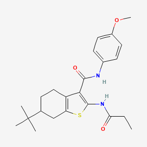 molecular formula C23H30N2O3S B3938281 6-tert-butyl-N-(4-methoxyphenyl)-2-(propionylamino)-4,5,6,7-tetrahydro-1-benzothiophene-3-carboxamide 