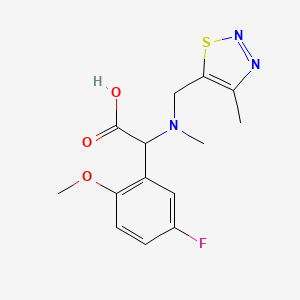 molecular formula C14H16FN3O3S B3938293 (5-fluoro-2-methoxyphenyl){methyl[(4-methyl-1,2,3-thiadiazol-5-yl)methyl]amino}acetic acid 