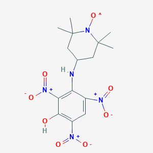 molecular formula C15H20N5O8 B039383 2,2,6,6-Tetramethyl-4-(3-picrylamino)piperidine N-oxide CAS No. 115044-44-5