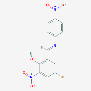 molecular formula C13H8BrN3O5 B393830 4-Bromo-2-nitro-6-[({4-nitrophenyl}imino)methyl]phenol 