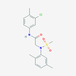 molecular formula C18H21ClN2O3S B3938322 N~1~-(3-chloro-4-methylphenyl)-N~2~-(2,5-dimethylphenyl)-N~2~-(methylsulfonyl)glycinamide 
