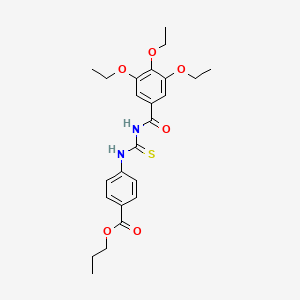 molecular formula C24H30N2O6S B3938345 propyl 4-({[(3,4,5-triethoxybenzoyl)amino]carbonothioyl}amino)benzoate 