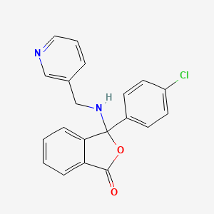 molecular formula C20H15ClN2O2 B3938347 3-(4-chlorophenyl)-3-[(3-pyridinylmethyl)amino]-2-benzofuran-1(3H)-one 