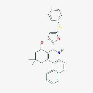 molecular formula C29H25NO2S B393835 2,2-dimethyl-5-[5-(phenylsulfanyl)-2-furyl]-2,3,5,6-tetrahydrobenzo[a]phenanthridin-4(1H)-one CAS No. 296773-44-9