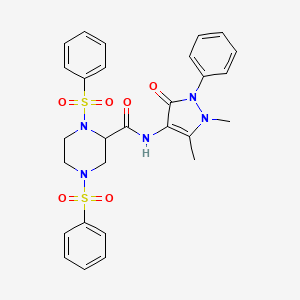 molecular formula C28H29N5O6S2 B3938354 N-(1,5-dimethyl-3-oxo-2-phenyl-2,3-dihydro-1H-pyrazol-4-yl)-1,4-bis(phenylsulfonyl)-2-piperazinecarboxamide 