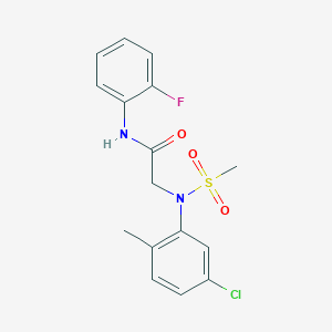 molecular formula C16H16ClFN2O3S B3938415 N~2~-(5-chloro-2-methylphenyl)-N~1~-(2-fluorophenyl)-N~2~-(methylsulfonyl)glycinamide 