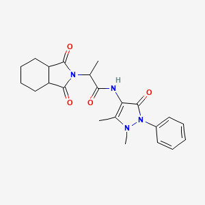 molecular formula C22H26N4O4 B3938479 N-(1,5-dimethyl-3-oxo-2-phenyl-2,3-dihydro-1H-pyrazol-4-yl)-2-(1,3-dioxooctahydro-2H-isoindol-2-yl)propanamide 