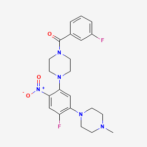 molecular formula C22H25F2N5O3 B3938496 1-(3-fluorobenzoyl)-4-[4-fluoro-5-(4-methyl-1-piperazinyl)-2-nitrophenyl]piperazine 