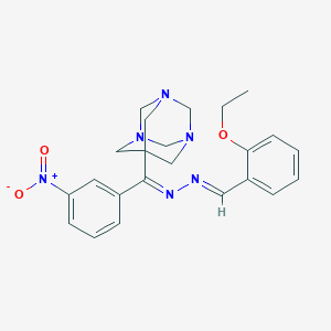 molecular formula C23H26N6O3 B393850 2-Ethoxybenzaldehyde [{3-nitrophenyl}(1,3,5-triazatricyclo[3.3.1.1~3,7~]dec-7-yl)methylene]hydrazone 