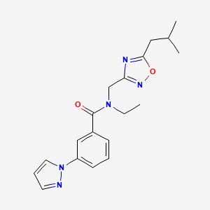 molecular formula C19H23N5O2 B3938504 N-ethyl-N-[(5-isobutyl-1,2,4-oxadiazol-3-yl)methyl]-3-(1H-pyrazol-1-yl)benzamide 