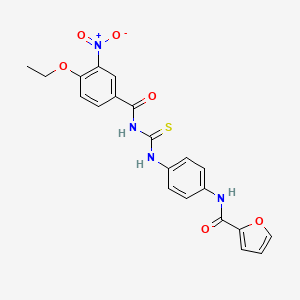 molecular formula C21H18N4O6S B3938508 N-[4-({[(4-ethoxy-3-nitrobenzoyl)amino]carbonothioyl}amino)phenyl]-2-furamide 