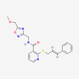 molecular formula C20H20N4O3S B3938513 N-{[5-(methoxymethyl)-1,2,4-oxadiazol-3-yl]methyl}-2-{[(2E)-3-phenylprop-2-en-1-yl]thio}nicotinamide 