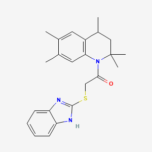 molecular formula C23H27N3OS B3938514 1-[(1H-benzimidazol-2-ylthio)acetyl]-2,2,4,6,7-pentamethyl-1,2,3,4-tetrahydroquinoline 