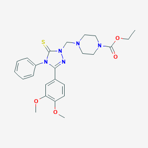 Ethyl 4-[[3-(3,4-dimethoxyphenyl)-4-phenyl-5-sulfanylidene-1,2,4-triazol-1-yl]methyl]piperazine-1-carboxylate