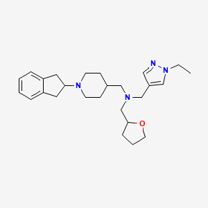 molecular formula C26H38N4O B3938562 1-[1-(2,3-dihydro-1H-inden-2-yl)-4-piperidinyl]-N-[(1-ethyl-1H-pyrazol-4-yl)methyl]-N-(tetrahydro-2-furanylmethyl)methanamine 
