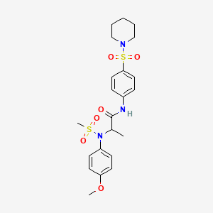 molecular formula C22H29N3O6S2 B3938567 N~2~-(4-methoxyphenyl)-N~2~-(methylsulfonyl)-N~1~-[4-(1-piperidinylsulfonyl)phenyl]alaninamide 