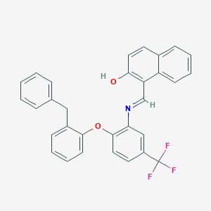 molecular formula C31H22F3NO2 B393861 1-({[2-(2-Benzylphenoxy)-5-(trifluoromethyl)phenyl]imino}methyl)-2-naphthol 