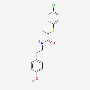 molecular formula C18H20ClNO2S B3938612 2-[(4-chlorophenyl)thio]-N-[2-(4-methoxyphenyl)ethyl]propanamide 