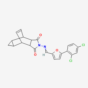 molecular formula C22H16Cl2N2O3 B3938637 4-({[5-(2,4-dichlorophenyl)-2-furyl]methylene}amino)-4-azatetracyclo[5.3.2.0~2,6~.0~8,10~]dodec-11-ene-3,5-dione 