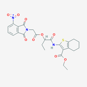 ETHYL 2-[(2-{[2-(4-NITRO-1,3-DIOXO-1,3-DIHYDRO-2H-ISOINDOL-2-YL)ACETYL]OXY}BUTANOYL)AMINO]-4,5,6,7-TETRAHYDRO-1-BENZOTHIOPHENE-3-CARBOXYLATE