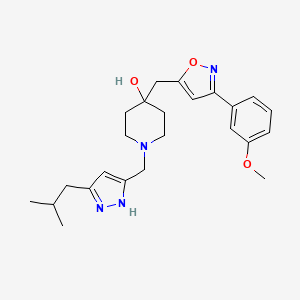 molecular formula C24H32N4O3 B3938668 1-[(5-isobutyl-1H-pyrazol-3-yl)methyl]-4-{[3-(3-methoxyphenyl)-5-isoxazolyl]methyl}-4-piperidinol 