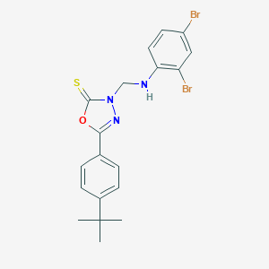 molecular formula C19H19Br2N3OS B393869 5-(4-tert-butylphenyl)-3-[(2,4-dibromoanilino)methyl]-1,3,4-oxadiazole-2(3H)-thione 