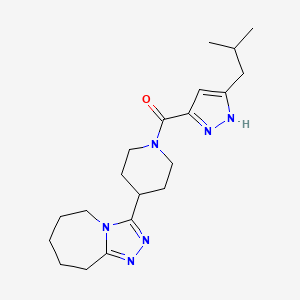 molecular formula C20H30N6O B3938692 3-{1-[(3-isobutyl-1H-pyrazol-5-yl)carbonyl]piperidin-4-yl}-6,7,8,9-tetrahydro-5H-[1,2,4]triazolo[4,3-a]azepine 